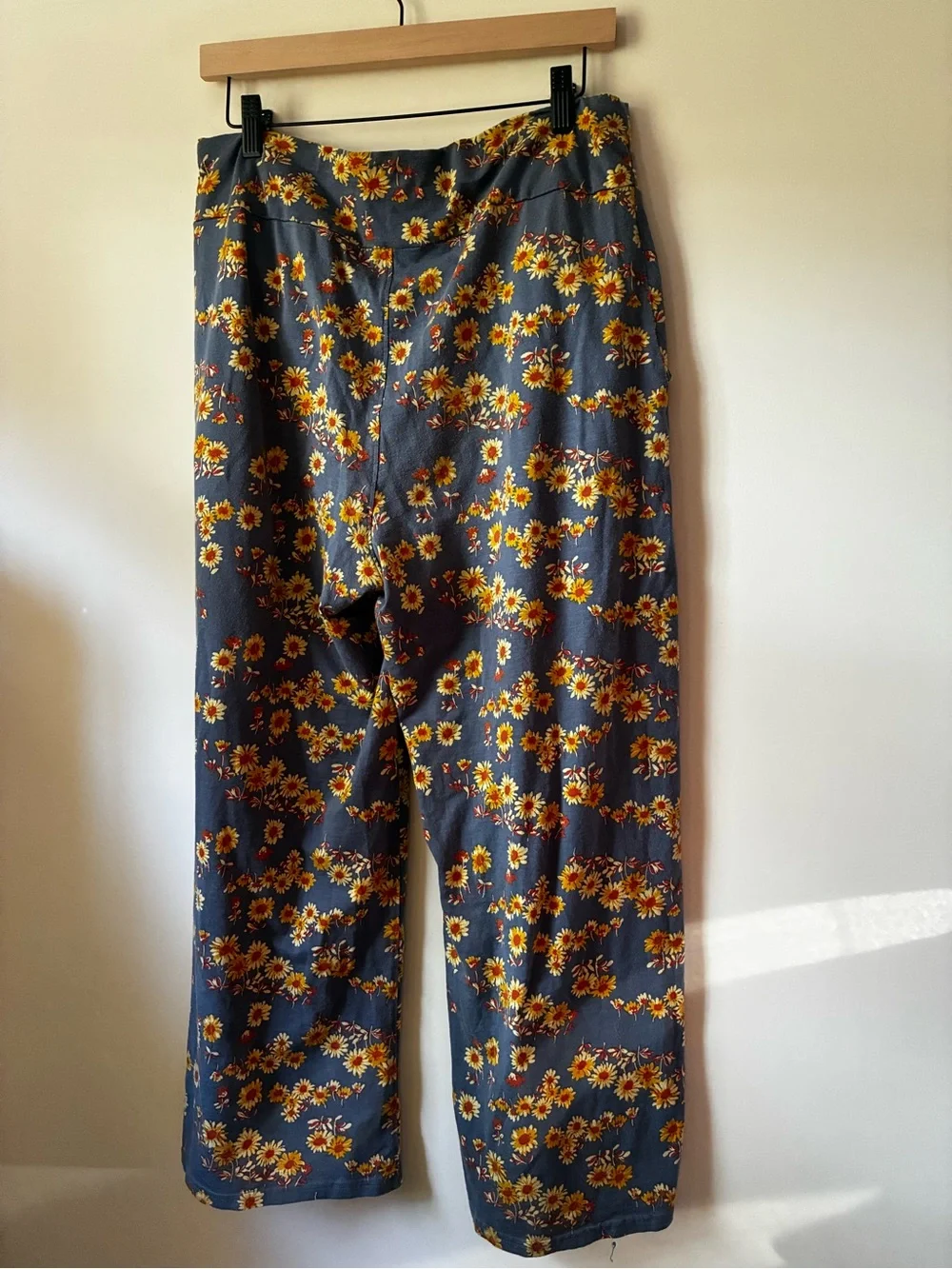 Toad&Co Chaka floral Wide Leg Crop Pants Sz large organic cotton blend sunflower - Picture 3 of 5